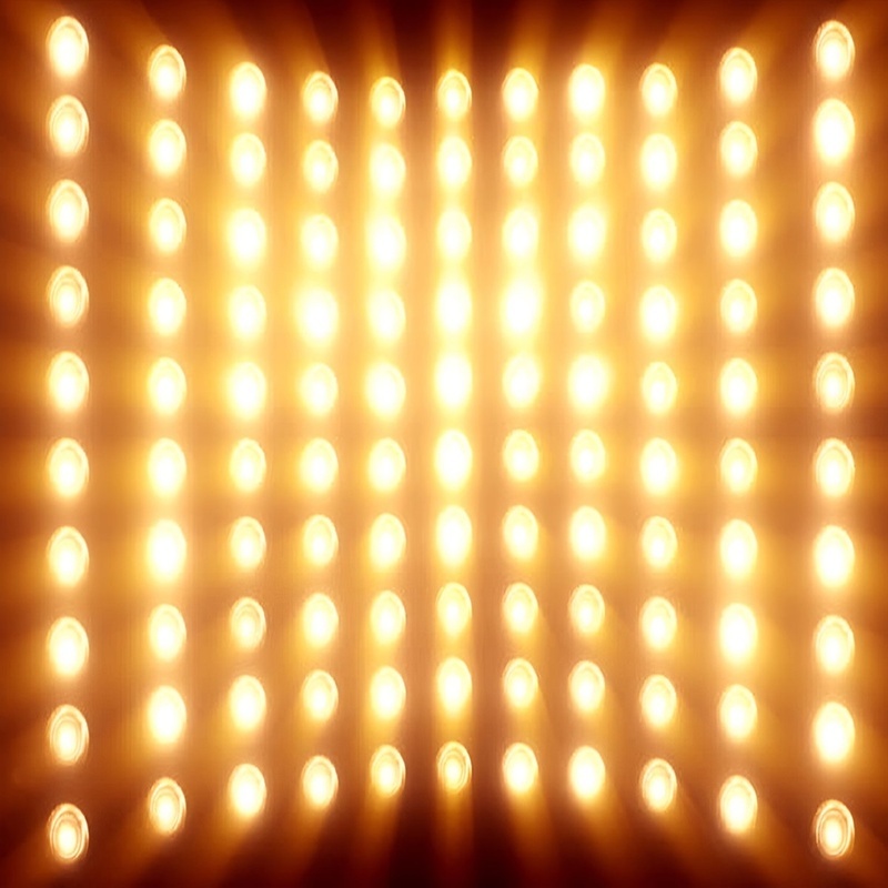 A grid of circular lights pointing toward the viewer